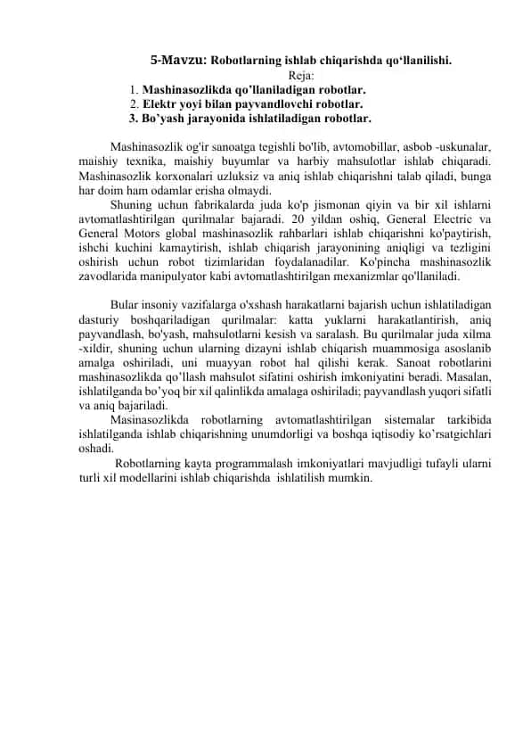 Sanoat Robotlari