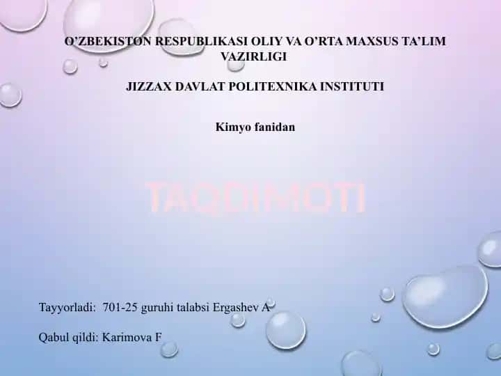Kimyo fanini rivojlanishida o‘z hissasini qo‘shgan O‘zbekiston olimlar