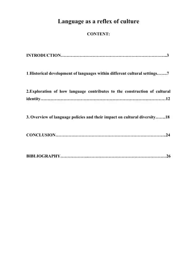 Language as a Reflex of Culture