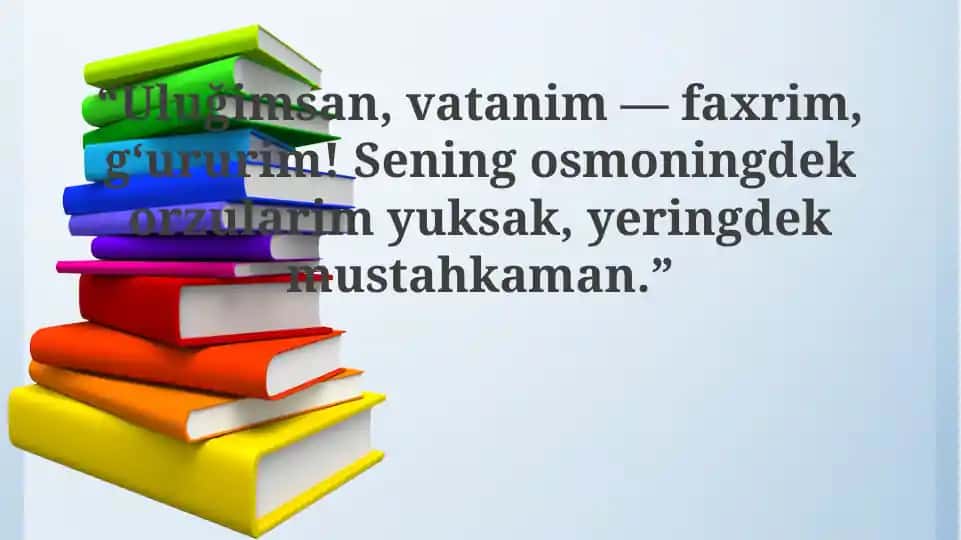 O'z Vatanim – Ulugʻimsan, Faxrim, Shon-shavkatim!