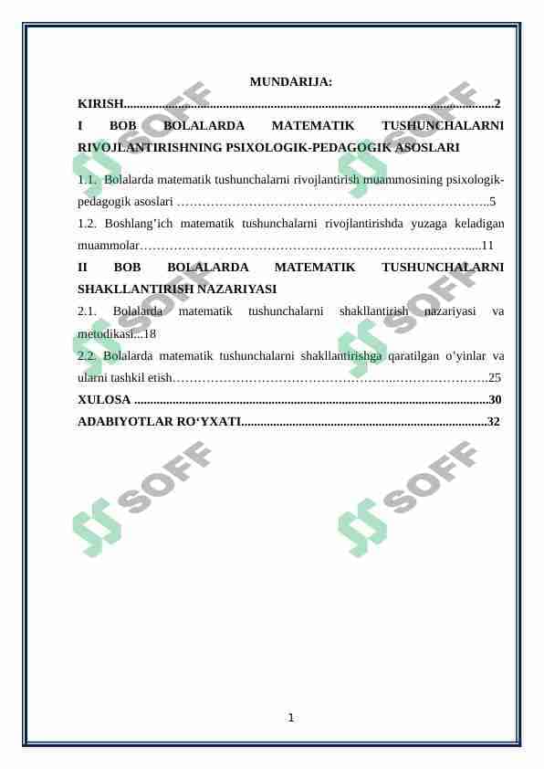 bolalarda matematik tushunchalarni rivojlantirish