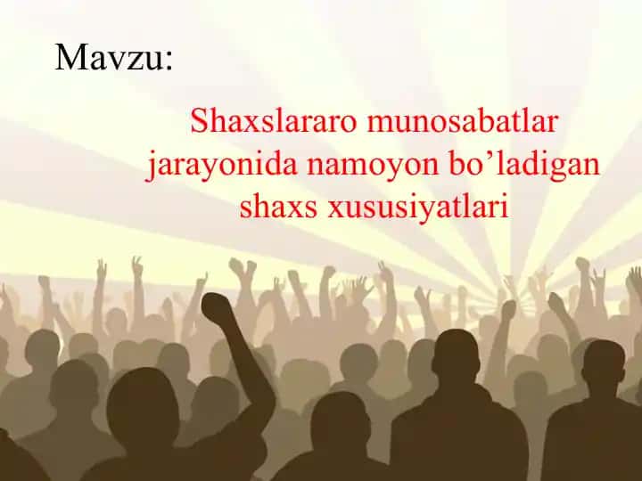 Shaxslararo Munosabatlar va Altruizm