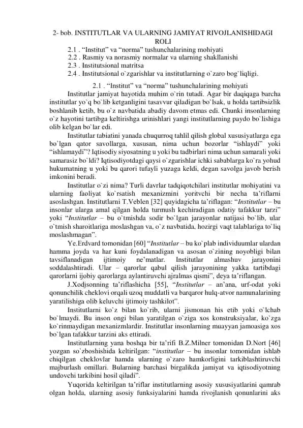 Institutsiyalar va ularning Jamiyat Rivojlanishidagi Roli