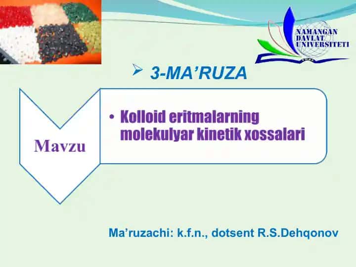 Kolloid eritmalarning molekulyar kinetik xossalari