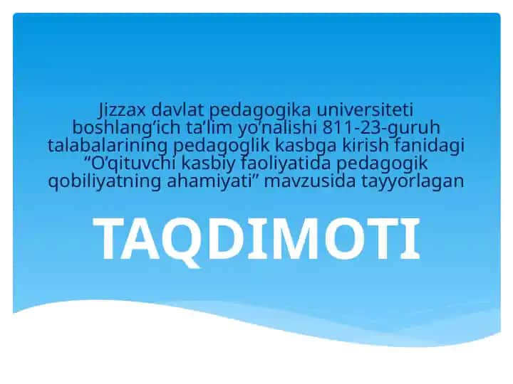 O'qituvchilik kasbi haqida ma'lumot