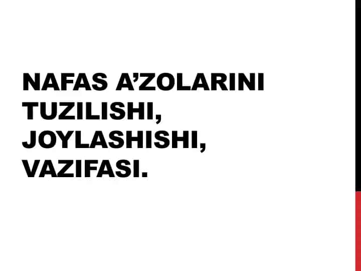 Nafas a’zolarining tuzilishi va vazifalari