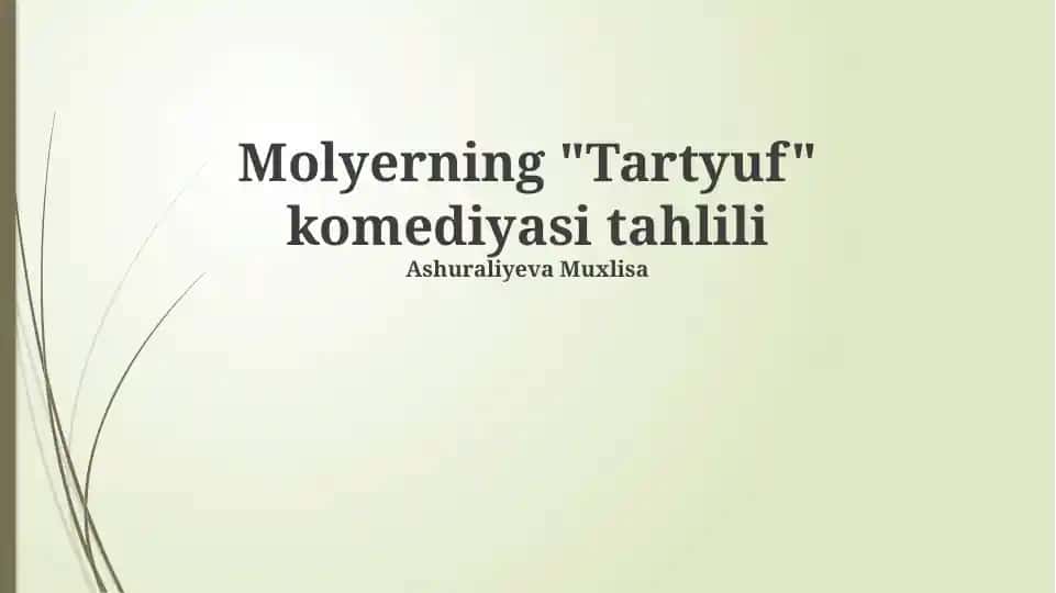 "Tartyuf" komediyasi tahlili