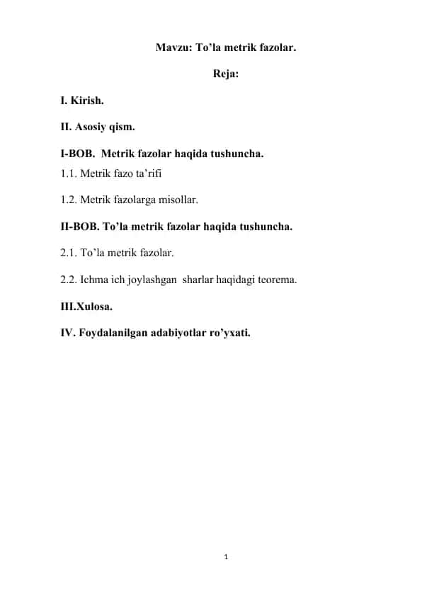 To’la metrik fazolar