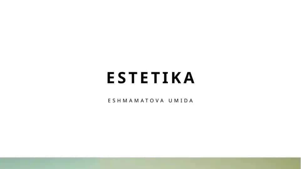 Estetika