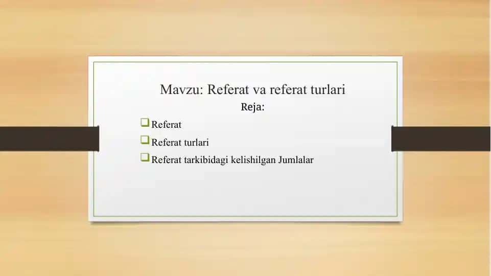 Referat va referat turlari