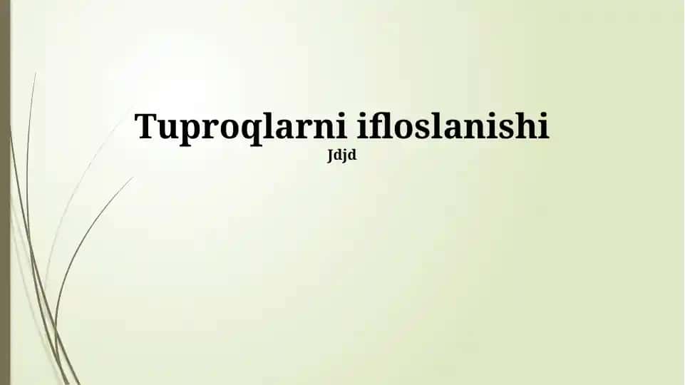 Tuproqlarni ifloslanishi