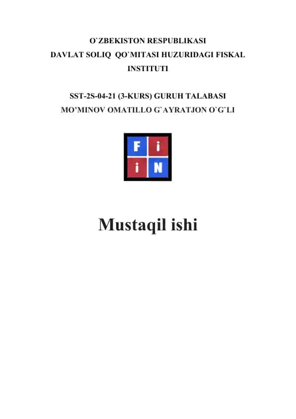 Nodavlat notijorat tashkilotlarning davlat organlari bilan o‘zaro aloqalari mavzusidagi mustaqil ish
