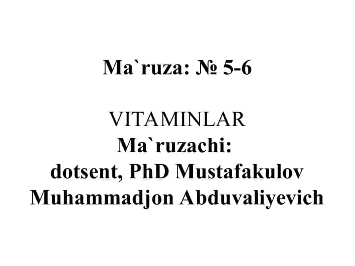 **Vitaminlar**