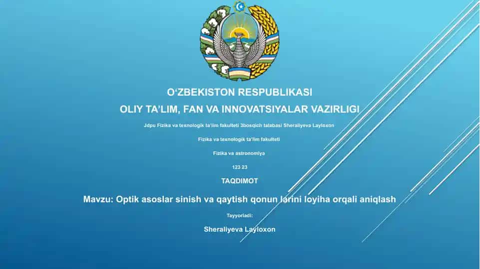 Optik asoslar sinish va qaytish qonunlari