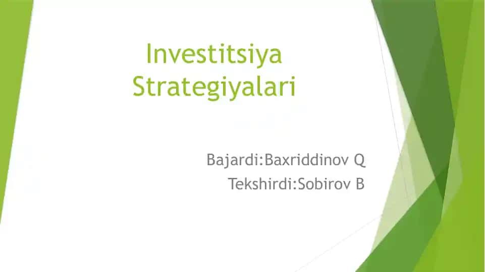 Investitsiya Strategiyalari