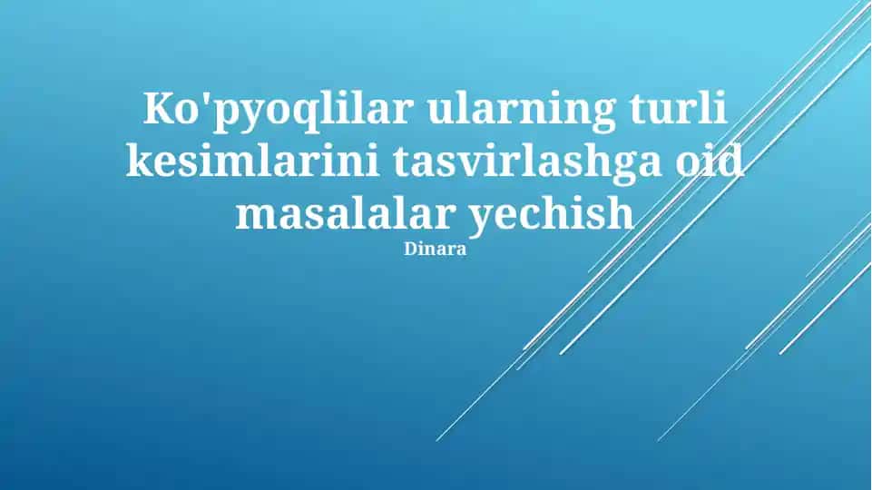 Koʻpyoqlilar kesimlarini tasvirlash masalalari