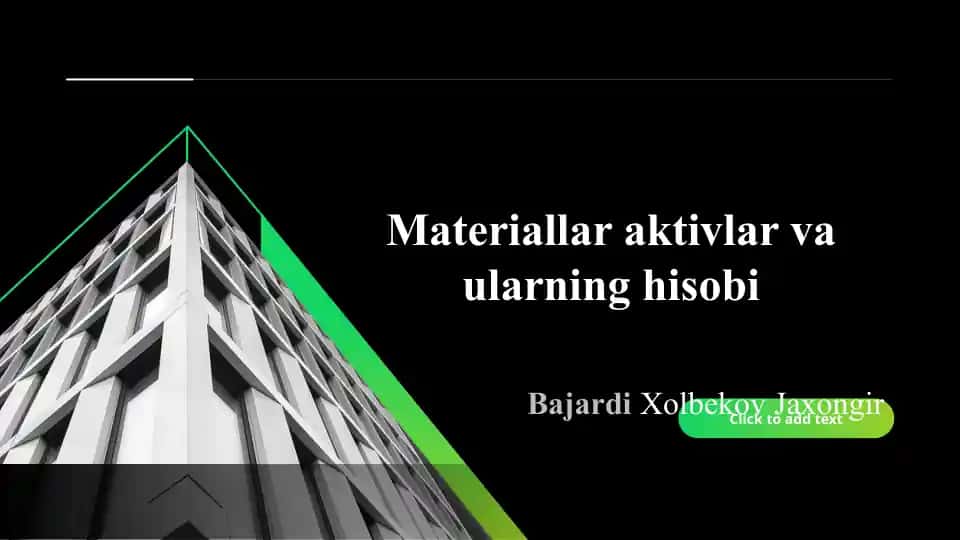 Materiallar aktivlar va ularning hisobi slayd