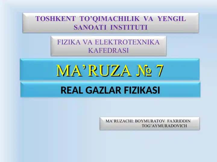 REAL GAZLAR FIZIKASI