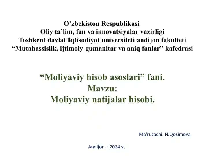 Moliyaviy natijalar hisobi