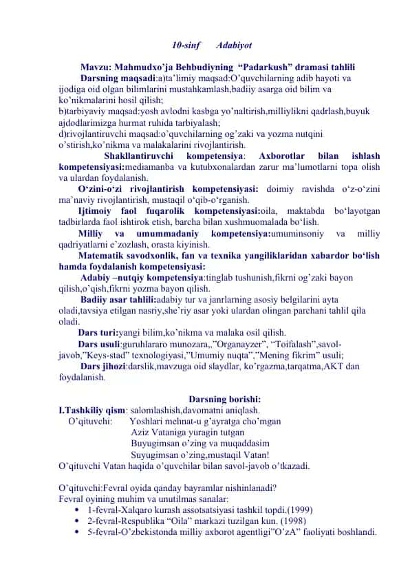 Mahmudxo’ja Behbudiyning “Padarkush” dramasi tahlili