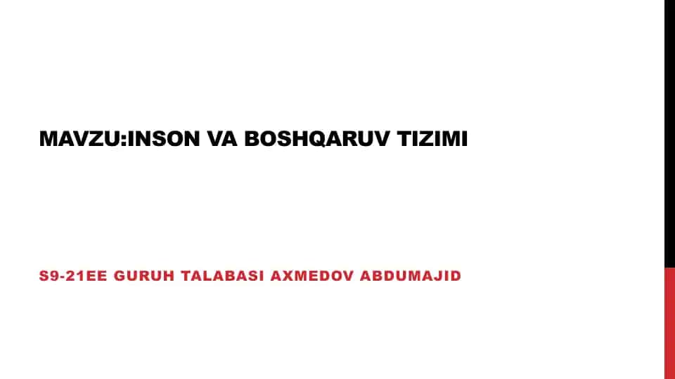 Avtomatlashtirilgan energiya nazorati tizimi