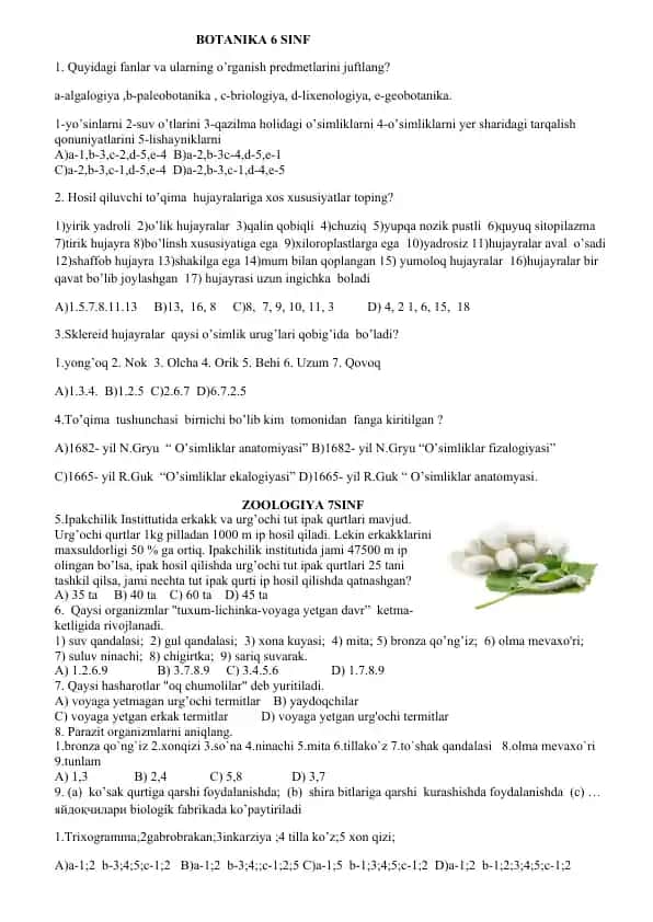 Botanika 6 sinf
