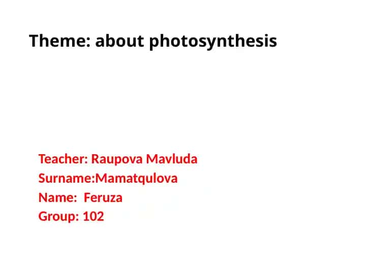 Photosynthesis