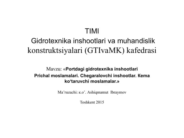 Portdagi gidrotexnika inshootlari
