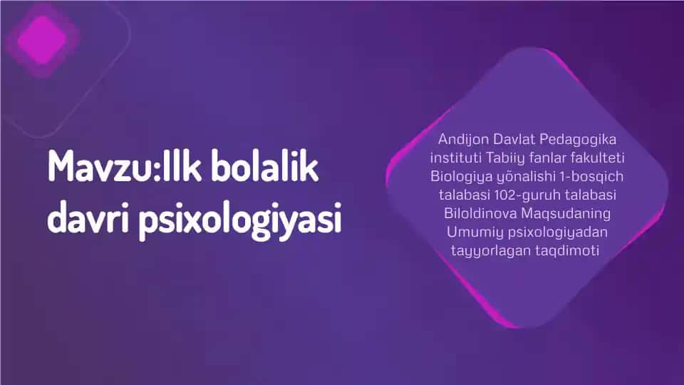 Ilk bolalik davri psixologiyasi