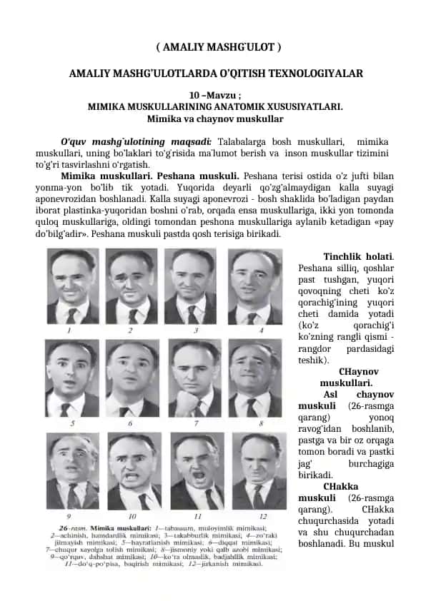 Mimika va Chaynov Muskullari