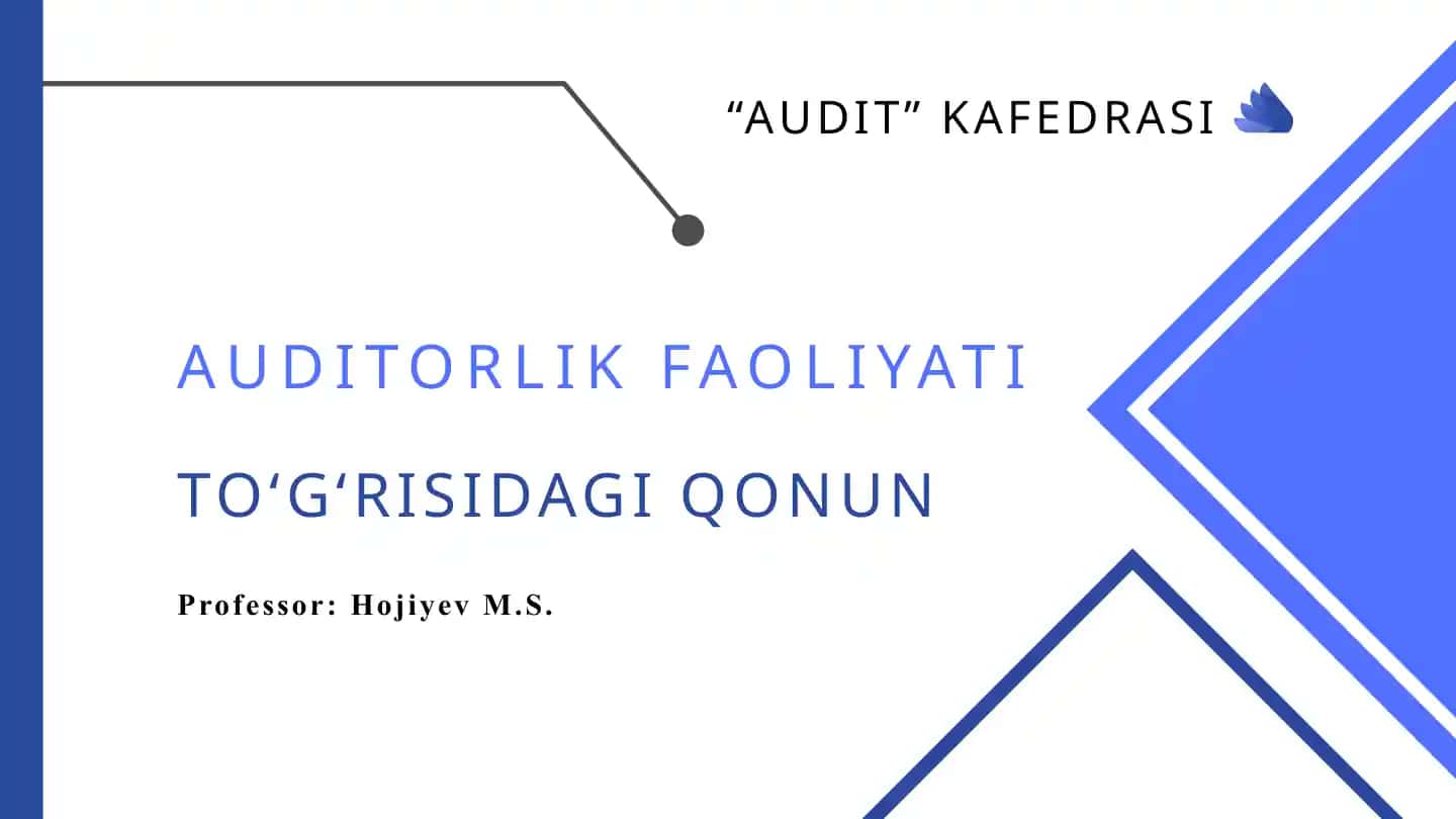 Auditorlik faoliyati to‘g‘risidagi qonun
