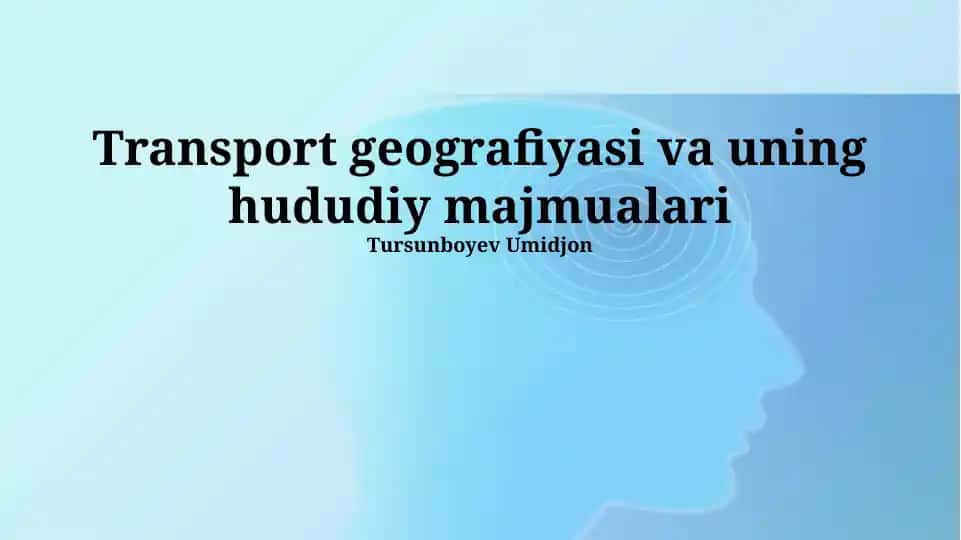 Transport geografiyasi va uning hududiy majmualari