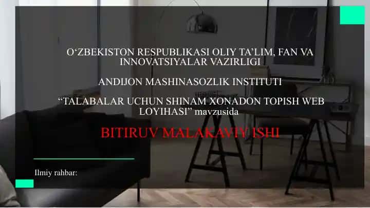 TALABALAR UCHUN SHINAM XONADON TOPISH WEB LOYIHASI