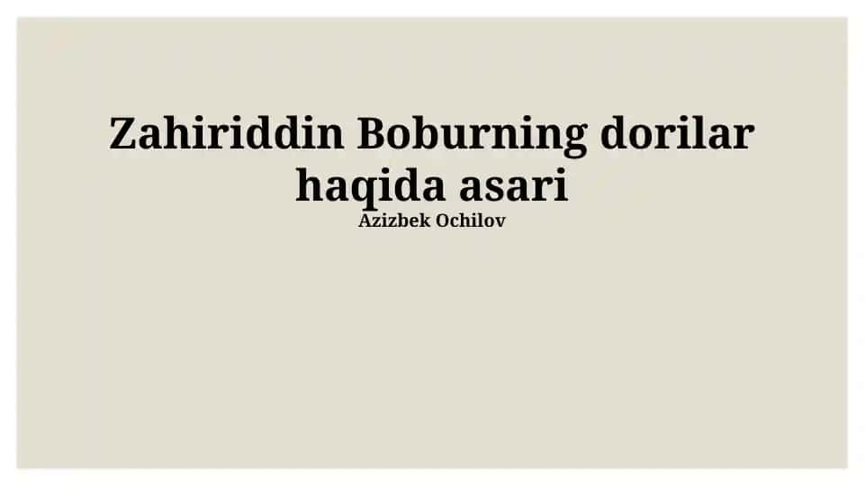 Бобурнинг тиббиётга оид қарашлари