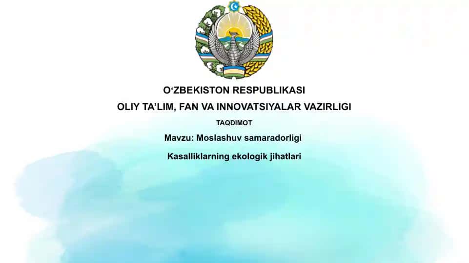 Moslashuv samaradorligi Kasalliklarning ekologik jihatlari