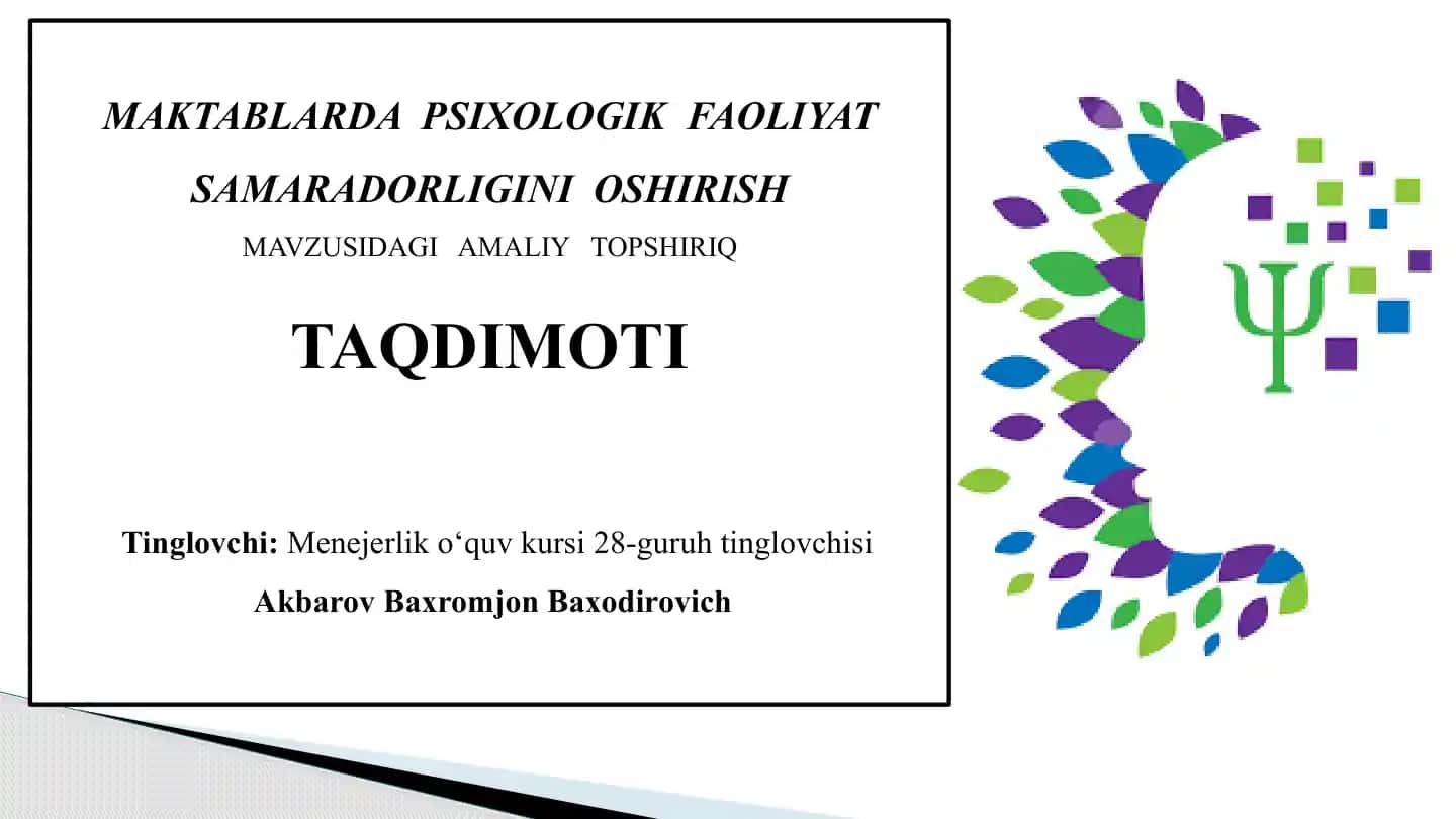 Psixologik faoliyat samaradorligini oshirish