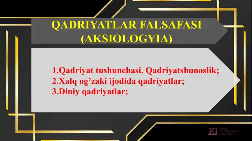 Qadriyatlar Falsafasi (Aksiologiya)