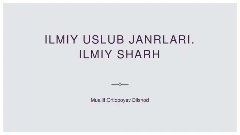 ILMIY USLUB JANRLARI