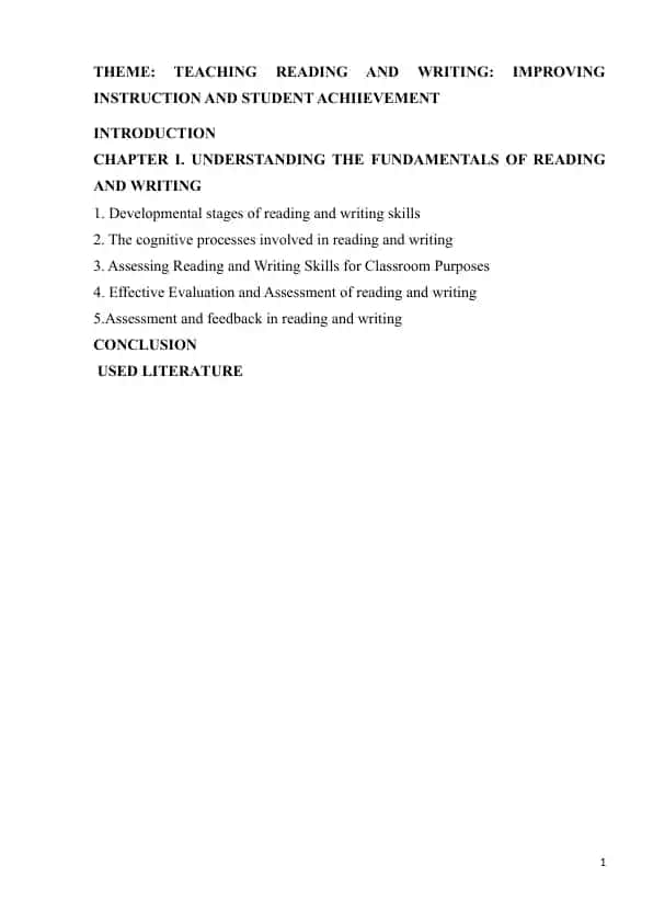 Teaching Reading and Writing: Improving Instruction and Student Achievement