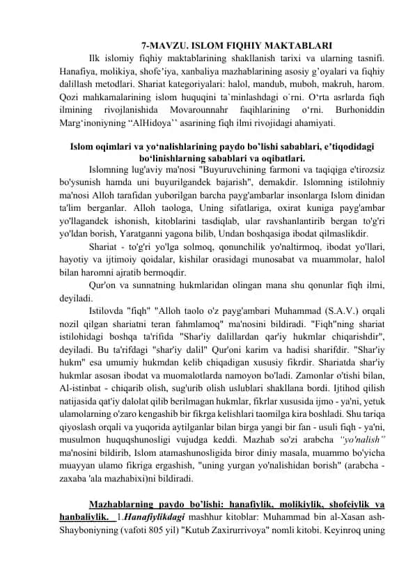Islom Fiqhiy Maktablari