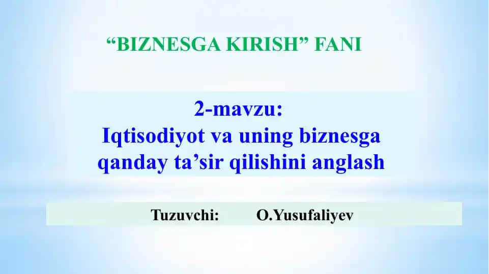 Biznesga kirish
