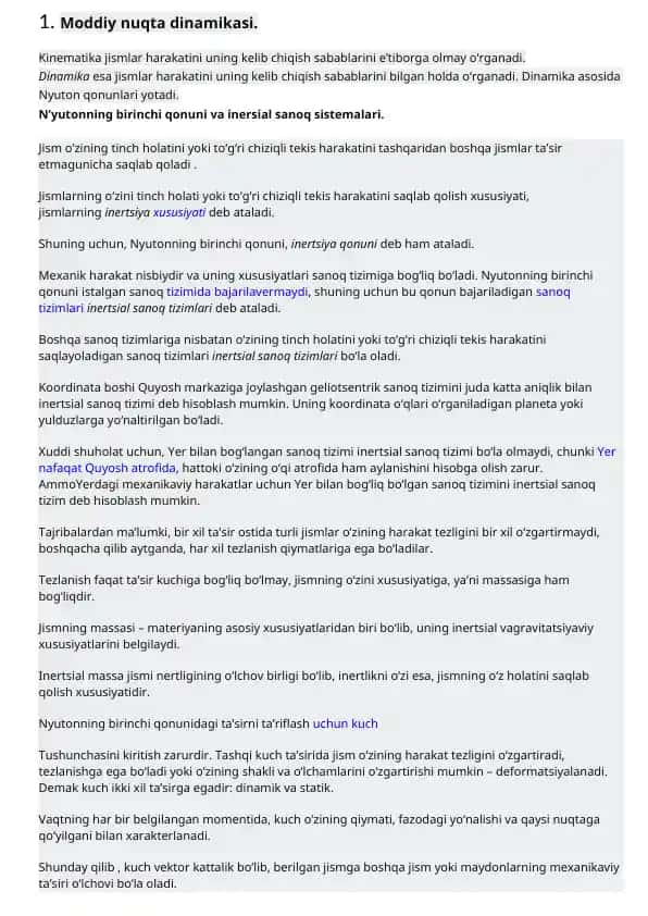 Moddiy nuqta dinamikasi