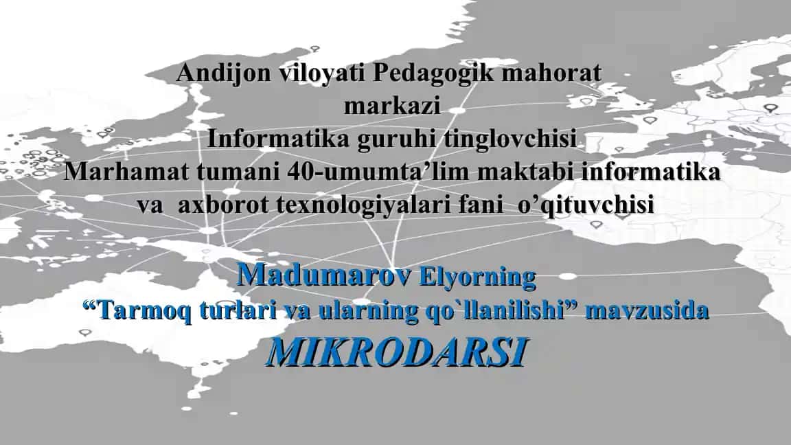Tarmoq Turlari va Ularning Qo'llanilishi