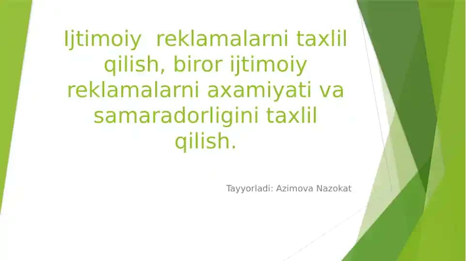 Ijtimoiy reklamalarni taxlil qilish