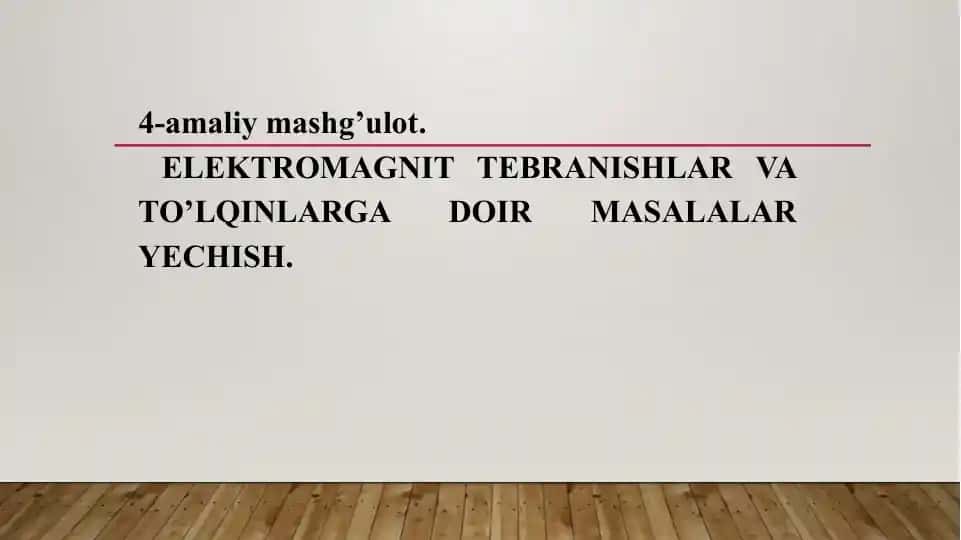 ELEKTROMAGNIT TEBRANISHLAR VA TO’LQINLARGA DOIR MASALALAR YECHISH