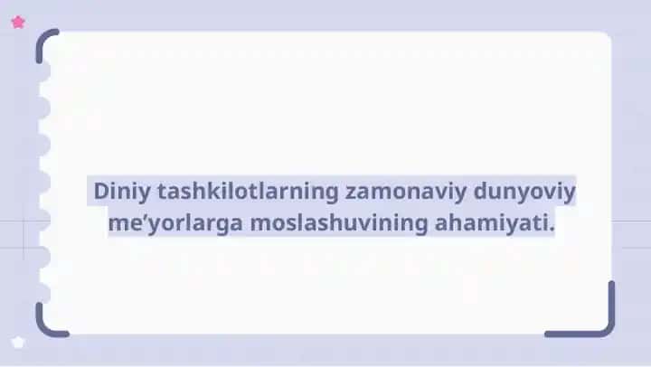Diniy tashkilotlarning zamonaviy dunyoviy standartlarga moslashishi