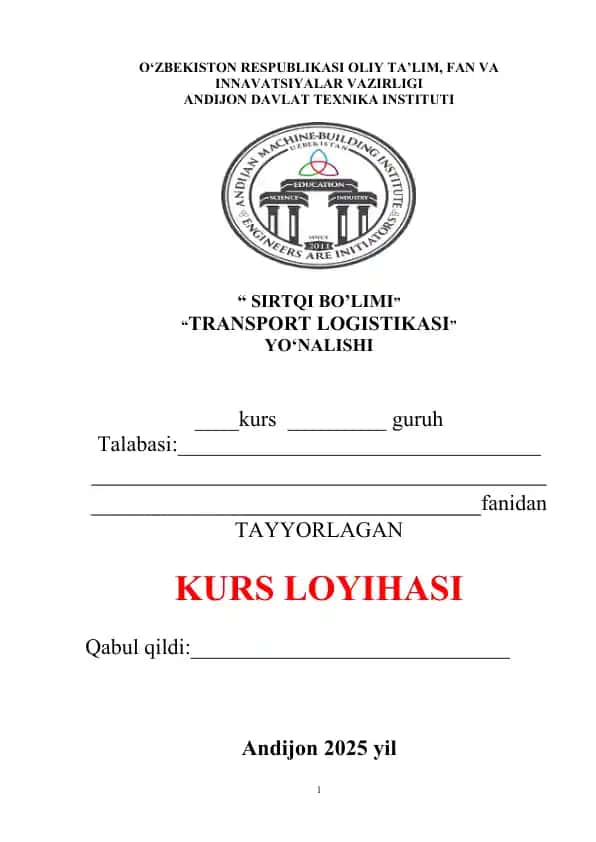 Transport Logistikasi Kurs Ishi