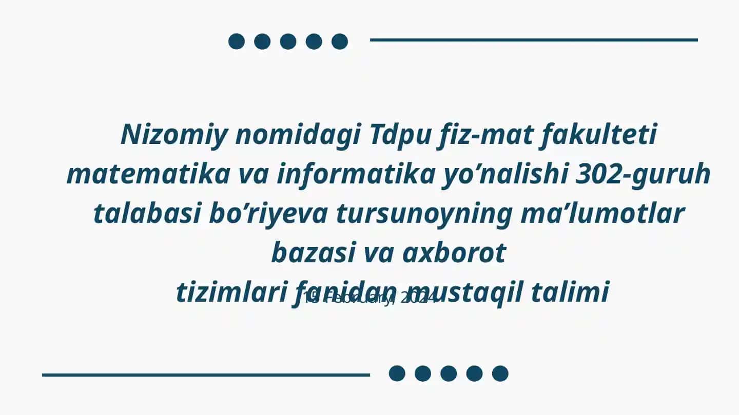 MySQL MBBT imkoniyatilari