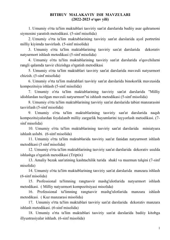Tasviriy san'at darslarida badiiy asar qahramoni siymosini yaratish metodikasi