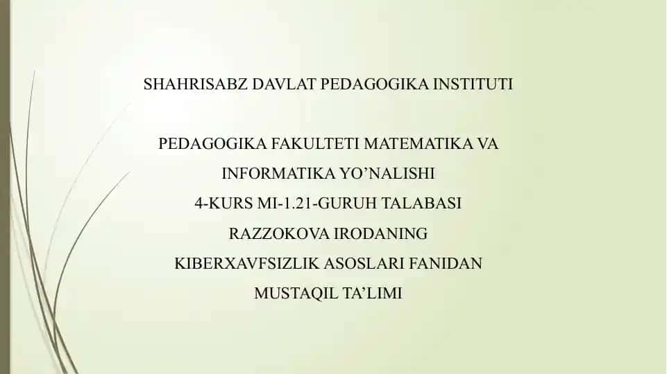Axborot-kommunikatsiya texnologiyalari xavfsizligiga bo’ladigan tahdidlar